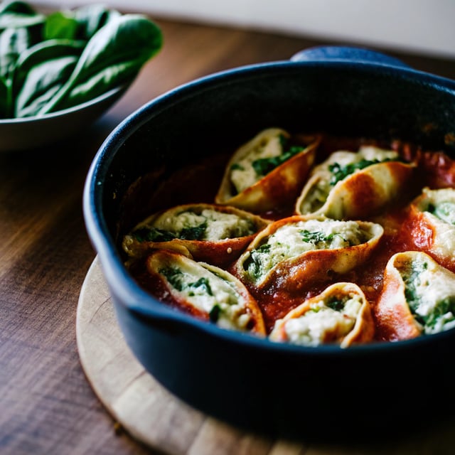 Spinach Ricotta Stuffed Shells (Conchiglioni)