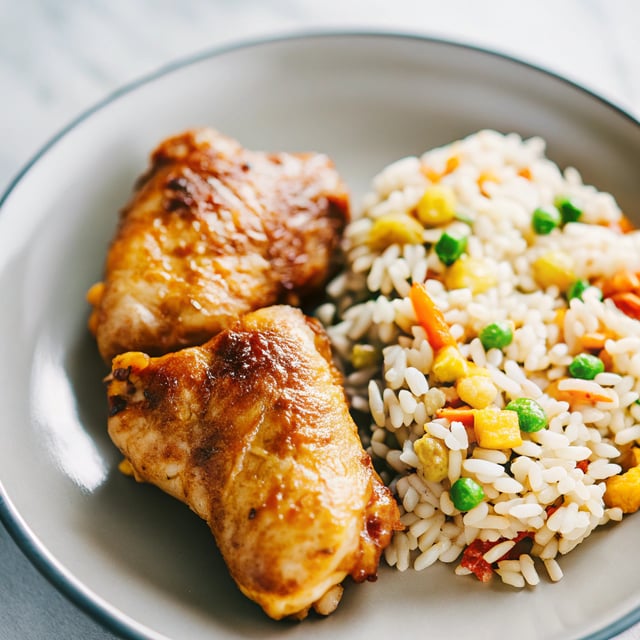 Sticky Chicken With Vegetable Fried Rice
