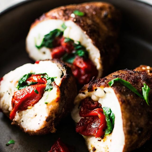 Sun Dried Tomato, Spinach & Cheese Stuffed Chicken Breast