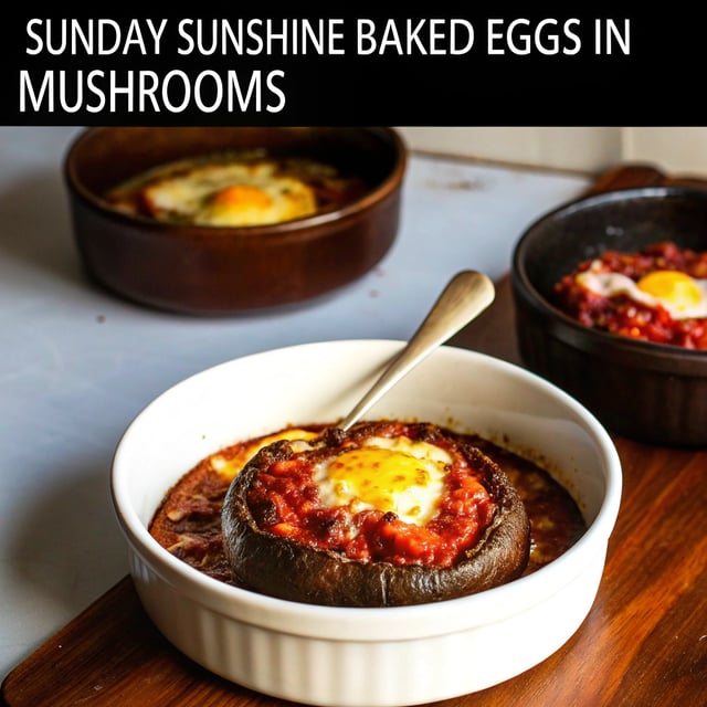 Sunday Sunshine Baked Eggs in Mushrooms
