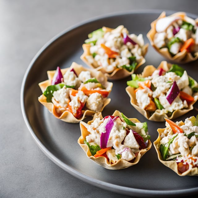 Thai Chicken Salad Wonton Cups