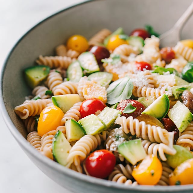 The most amazing avocado pasta salad