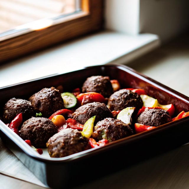 Tray bake dinner: lamb kofta meatballs