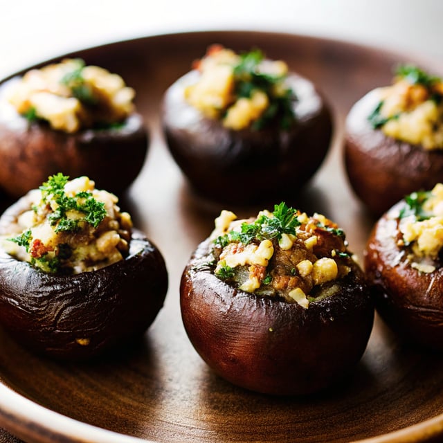 Vegetarian Garlic Stuffed Mushrooms