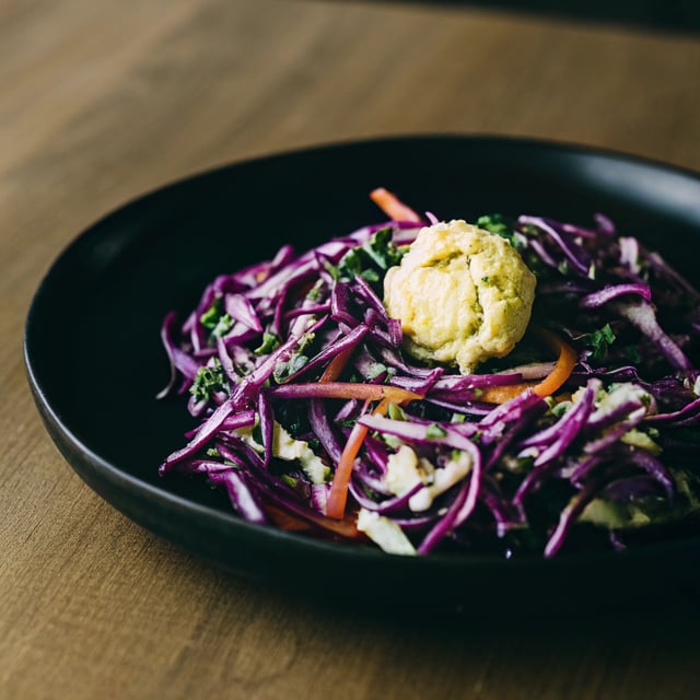 Warm Red Cabbage Salad with Garlic Herb Butter