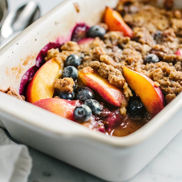 Brown Butter Blueberry Peach Crisp
