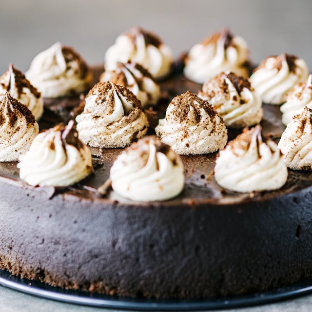 Flourless Chocolate Cake (With Mocha Whipped Cream)