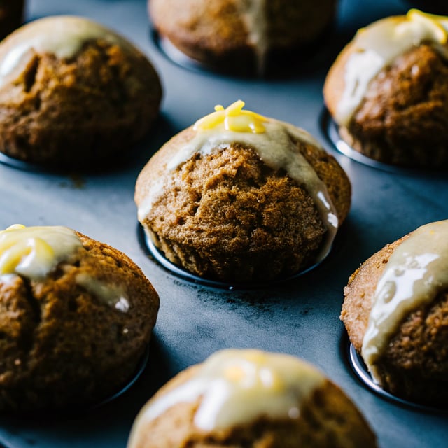 Gingerbread Muffins with Sweet Lemon Glaze