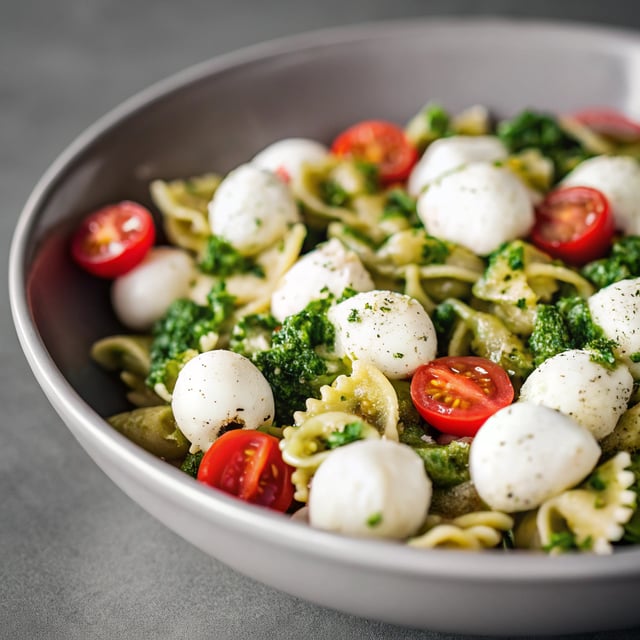 Kale Pesto Mozzarella Pasta Salad