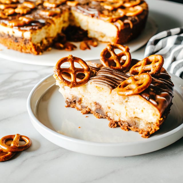 Peanut Butter Cup Pretzel Cheesecake Bars