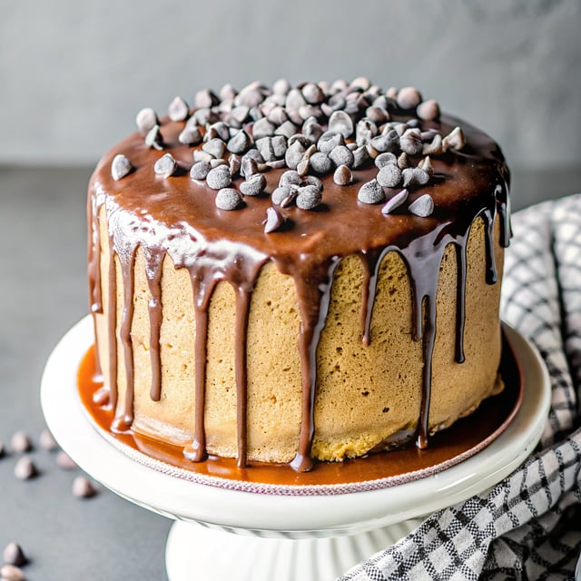 Chocolate Chip Cake with Ganache Drip