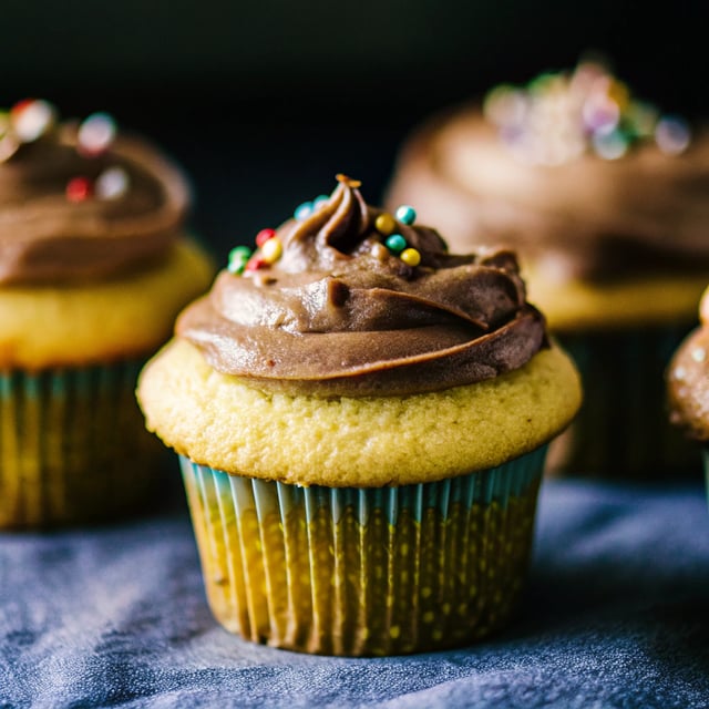 Classic Yellow Cupcakes with Milk Chocolate Frosting