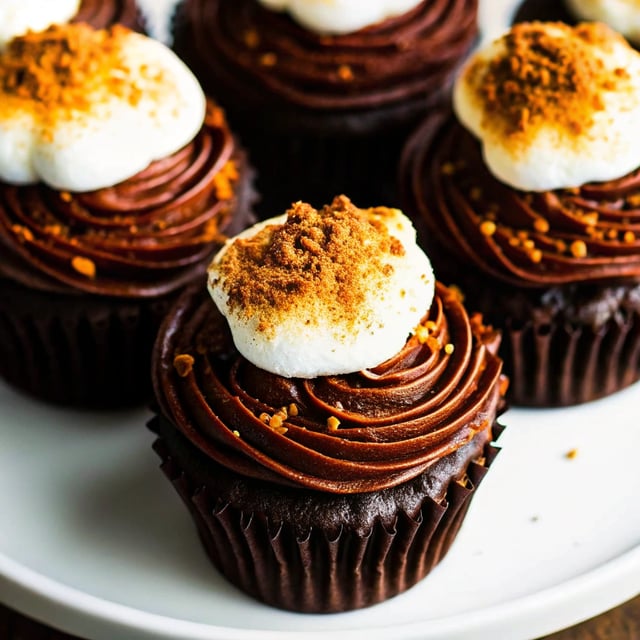 Marshmallow-Filled S'mores Cupcakes
