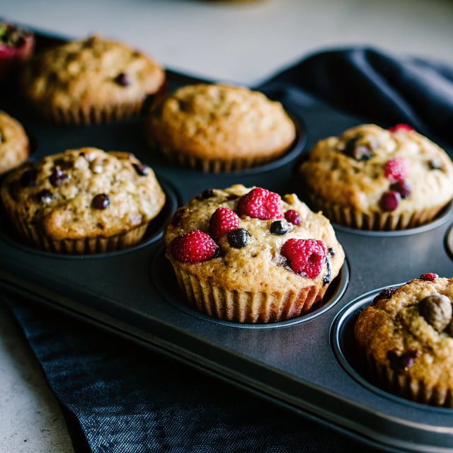 Raspberry Chocolate Chip Banana Muffins