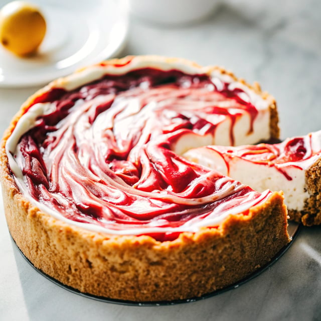 (Almost) No-Bake Cheesecake with Jam Swirl