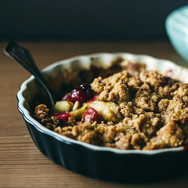 Apple Pear Cranberry Crisp with White Wine