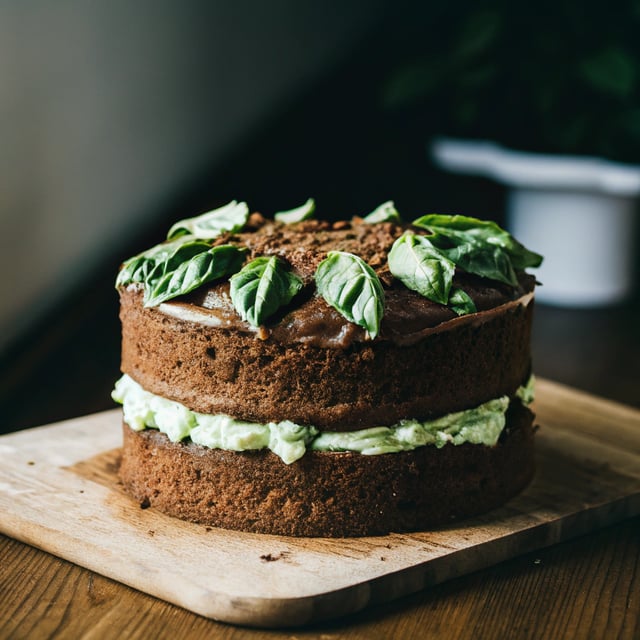 Chocolate Cake with Basil Buttercream