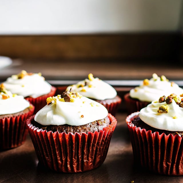Chocolate Olive Oil Cupcakes with Goat Cheese Frosting and Pistachios