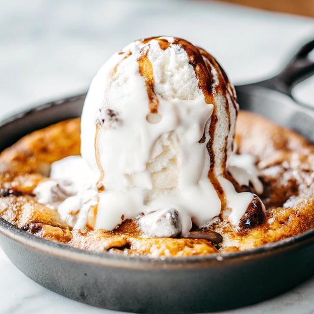 Coffee Blondie Skillet with Whiskey No-Churn Ice Cream
