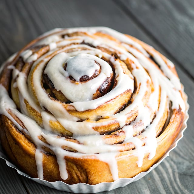 Giant Cinnamon Bun With Brown Butter Icing