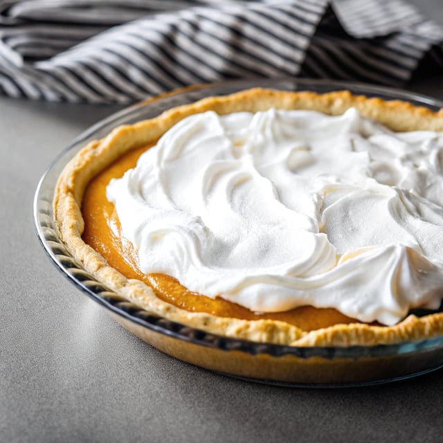Homemade Pumpkin Pie with Whipped Cream