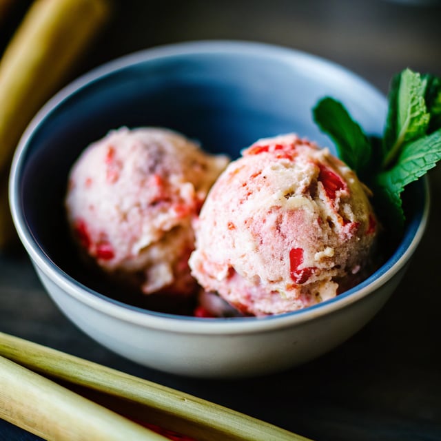 No-Churn Strawberry Rhubarb Ice Cream