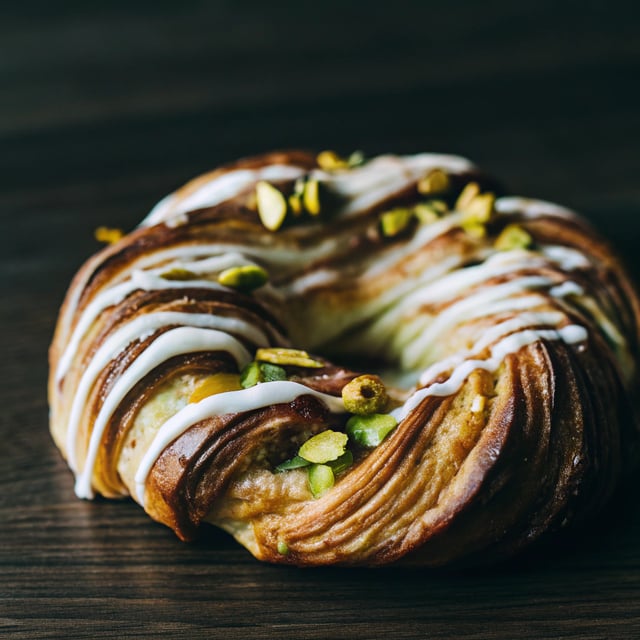 Pistachio Danish Ring with Almond Goat Cheese Filling