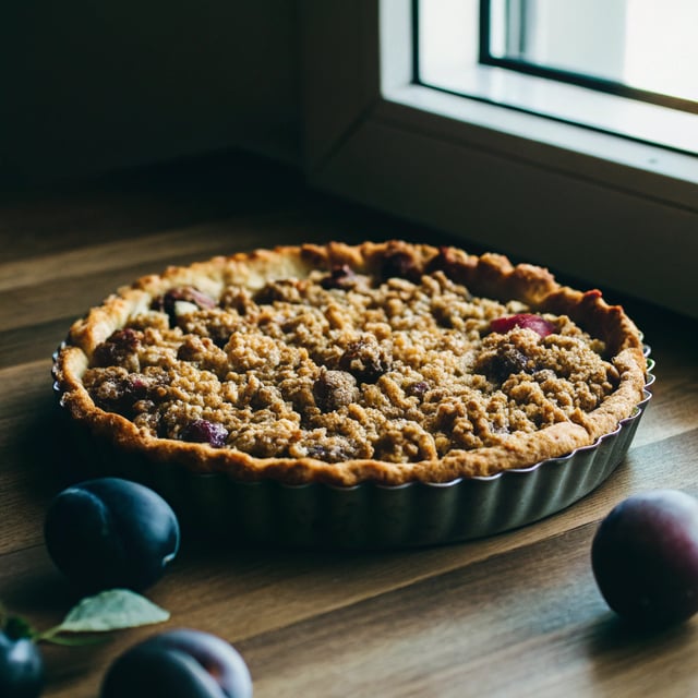 Plum Walnut Crumb Tart