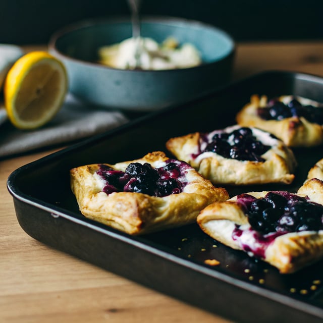 Puff Pastry Tarts with Twangy Blueberry Sauce