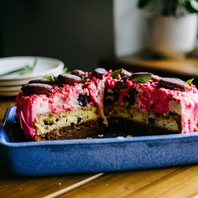 Raspberry Ice Cream Cake with Oreo Cookie Crust