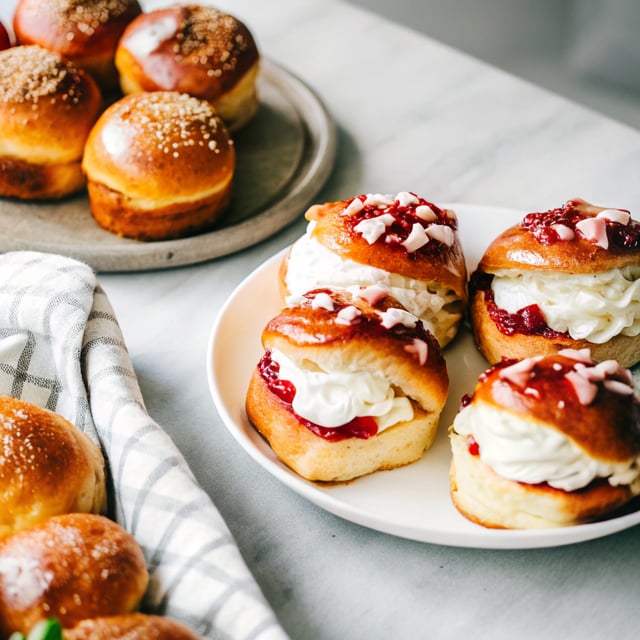 Strawberries and Cream Brioche Buns