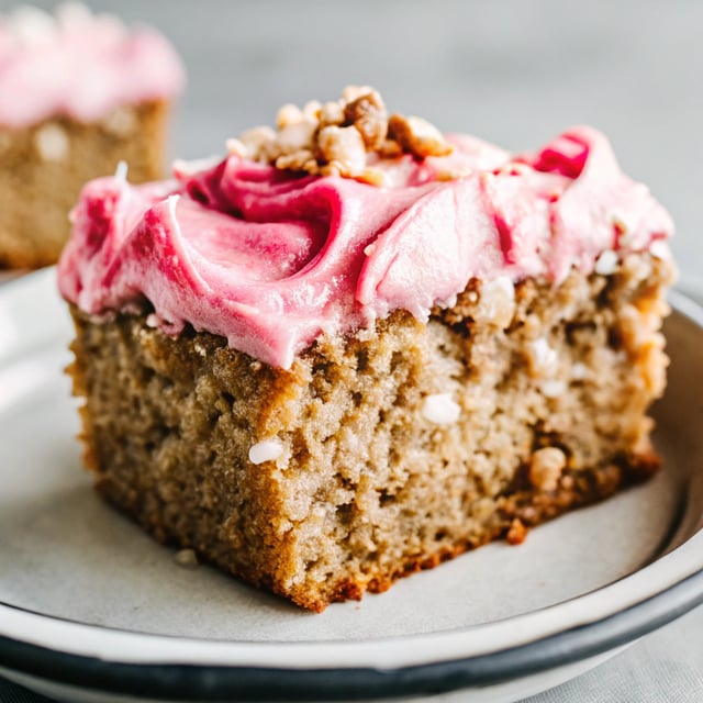 Walnut Snack Cake with Raspberry Buttercream