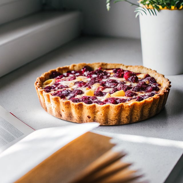 Cranberry, Caramel and Almond Tart