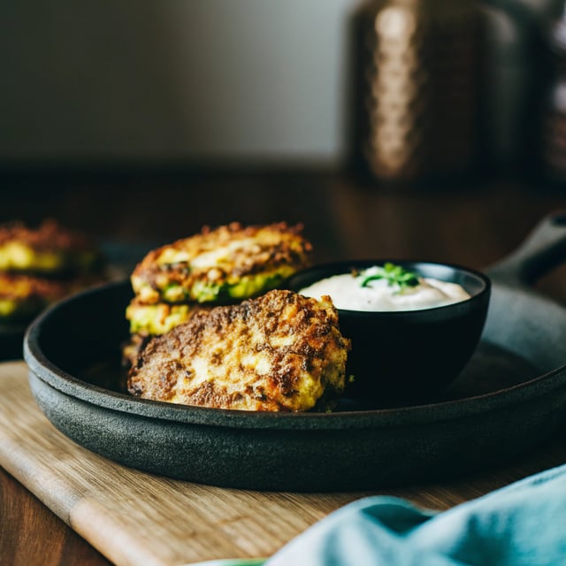 Indian-Spiced Vegetable Fritters with Curry-Lime Yogurt