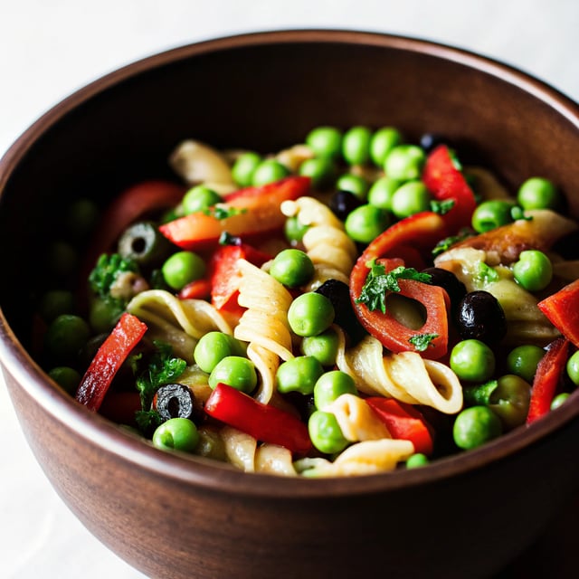 Summer Pea and Roasted Red Pepper Pasta Salad