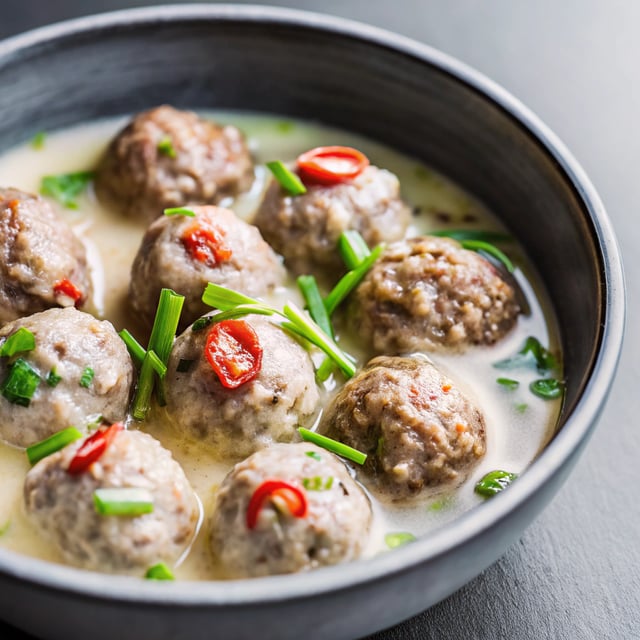 Braised Ginger Meatballs in Coconut Broth