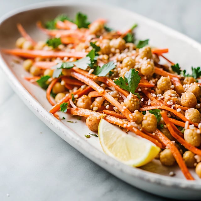 Carrot Salad with Tahini and Crisped Chickpeas