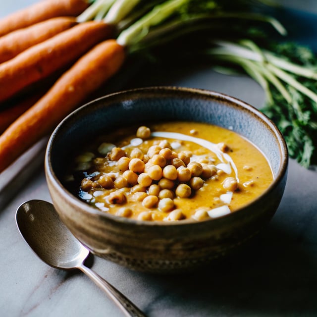 Carrot Soup with Tahini and Crisped Chickpeas