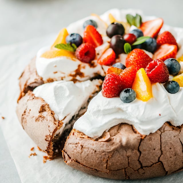 Chocolate Pavlova with Berries