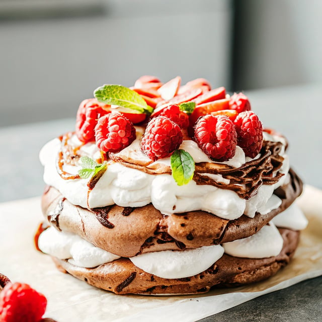 Chocolate Raspberry Pavlova Stack