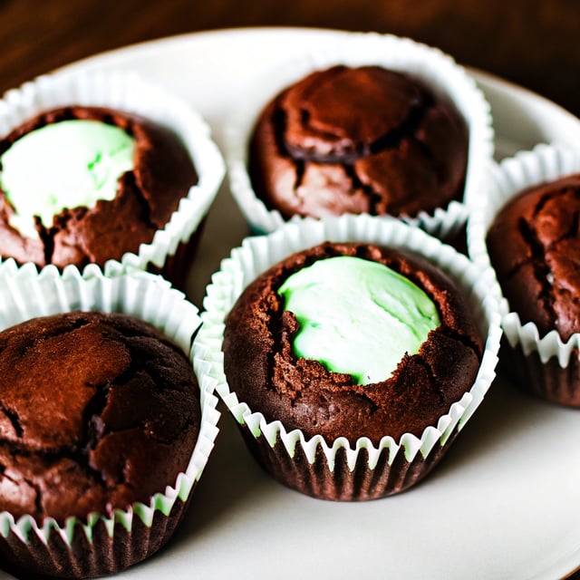 Chocolate Soufflé Cupcakes with Mint Cream