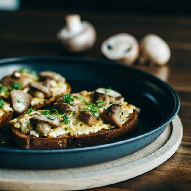 Creamed Mushrooms on Chive Butter Toast