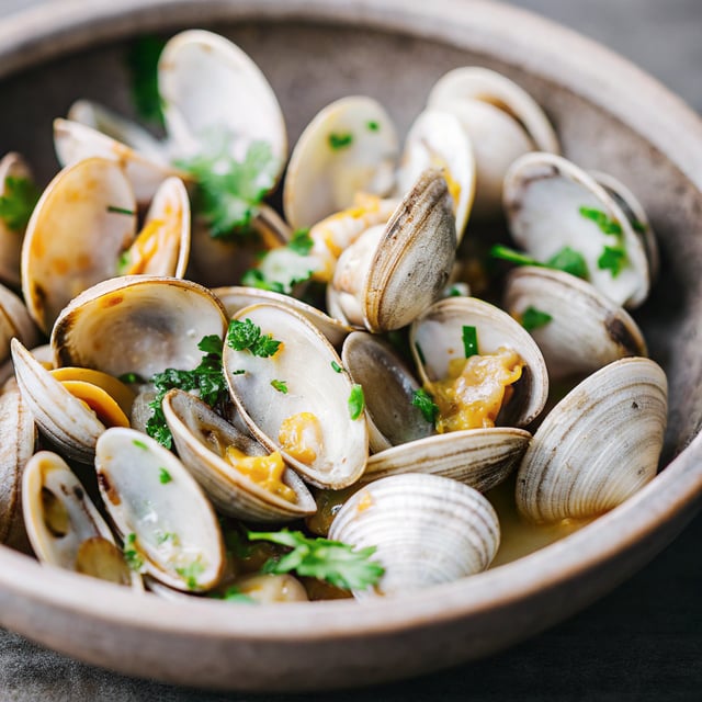 Garlic, Wine and Butter Steamed Clams