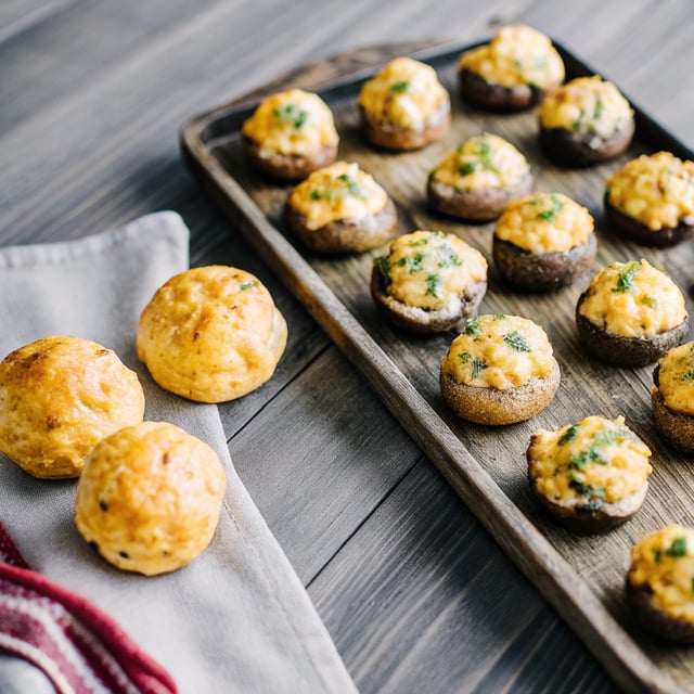 Gougères + Stuffed Mushrooms
