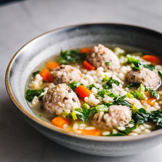 Greens, Orzo and Meatball Soup