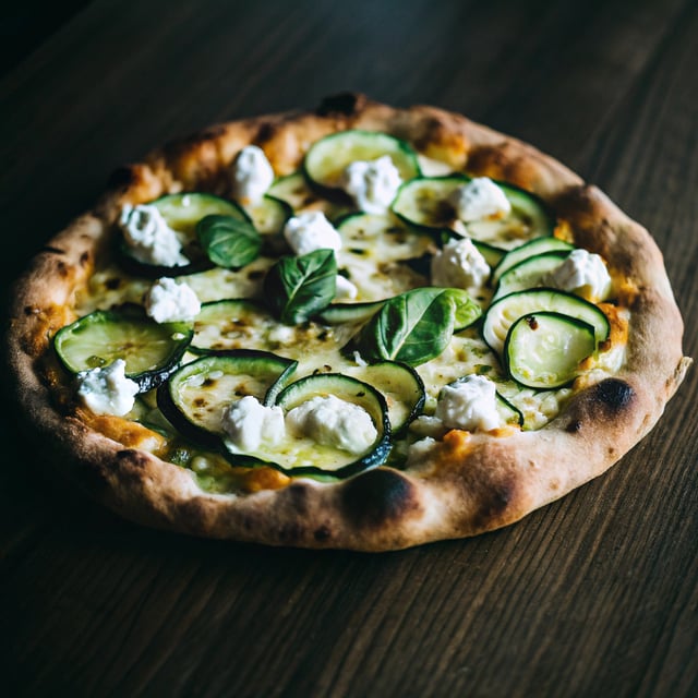 Lemony Zucchini Goat Cheese Pizza