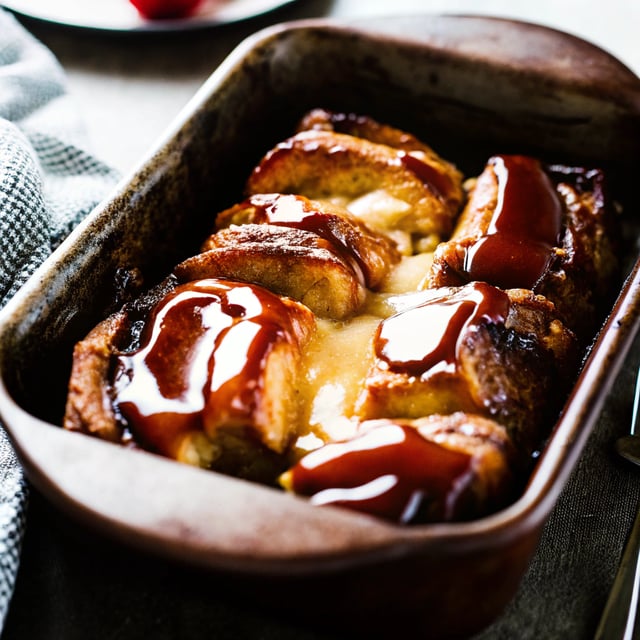 Morning Bread Pudding with Salted Caramel