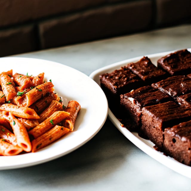 Penne à la Vodka + Belgian Brownies