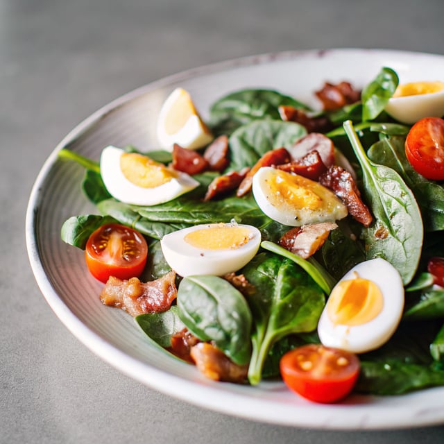 Spinach Salad with Warm Bacon Vinaigrette
