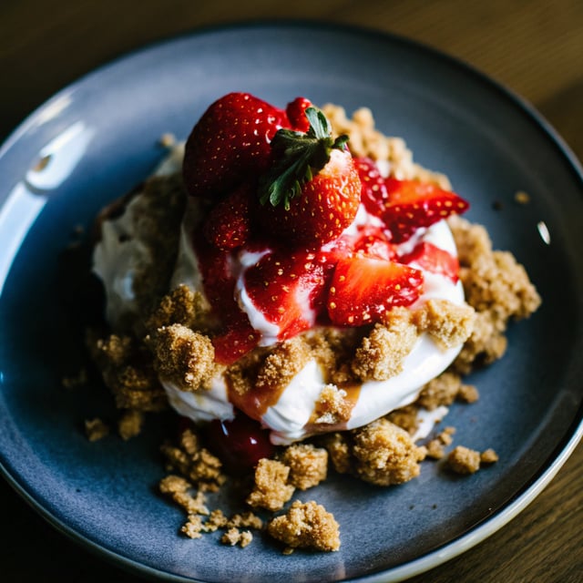 Strawberries and Cream with Graham Crumbles